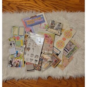 Crafters Lot Scrapbook Stickers Stamps Card Making Kit Watercolor Pencil